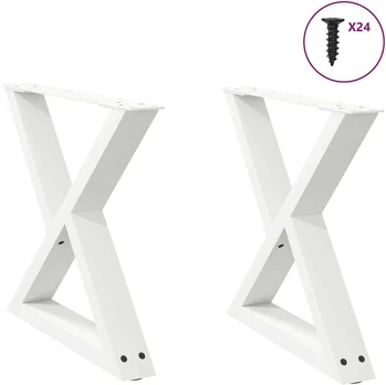 Kavos staliuko kojelės 2 vnt Baltos 60x(42-43,3) cm Plienas