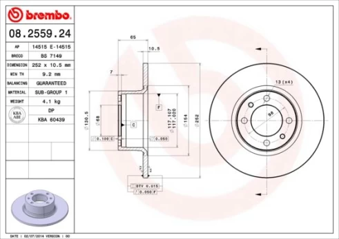 Stabdžių diskas BREMBO 08.2559.24