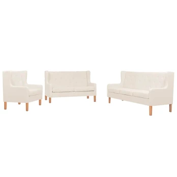 Sofa Sofos komplektas, 3vnt., audinys, kreminė balta