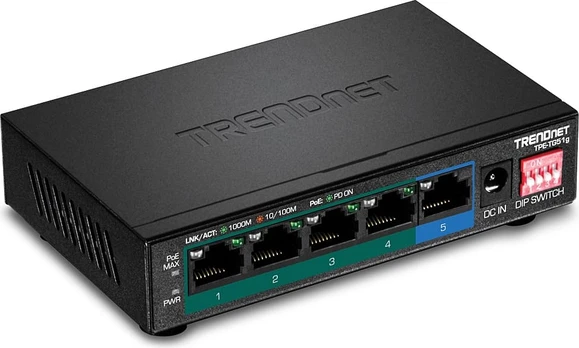 Šakotuvas TRENDnet Switch 5-Port Gbit PoE+ 60W