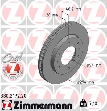 Stabdžių diskas ZIMMERMANN 380.2172.20