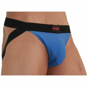 BURN 008 Jockstrap Blue/Black XL - Breathable Stretch Fabric