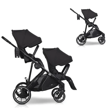 EasyGo Duoflex Ebony Black Dvynukų vežimėlis 2 sėdynės