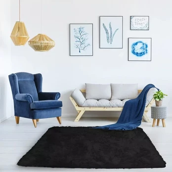„Strado“ kilimas „Shaggy“ 60x90 „BlackSky“ (juodas)