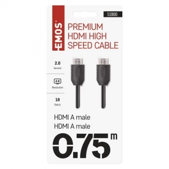 Emos HDMI 2.0 high speed cable A fork - A fork 0.75 m