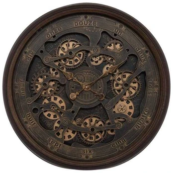 Laikrodis ścienny duży vintage Alban, widoczny mechanizm, Ø 76 cm