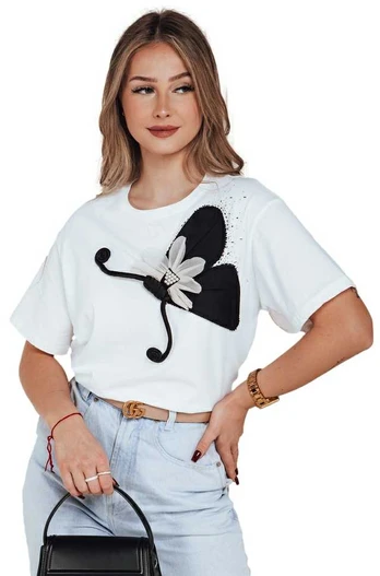 Moteriški balti marškinėliai Buterfly