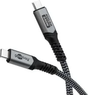Goobay USB-C Cable with Textile Sheath, USB4 , 240 W, 40 Gbit/s, Power Delivery, 1 m, Black, Grey kaina