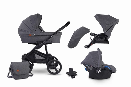 Vaikiškas universalus vežimėlis Lonex SOFT 3in1, dark grey