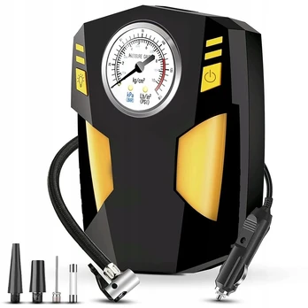 Automobilinis kompresorius 12v su manometru ir Led