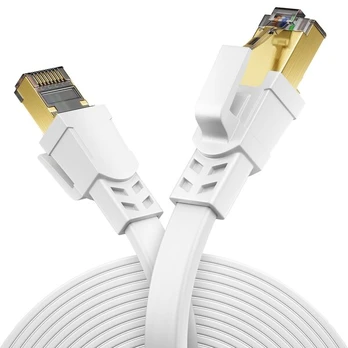 Deleycon Cat 8.1 plokščias Lan kabelis 2m, 40 Gbit/s, 2000 Mhz, baltas