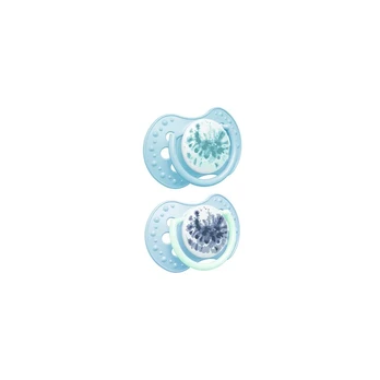 LOVI 22/919 Dinaminis silikoninis čiulptukas 6-18 m 2 vnt Tie Dye Blue Boy