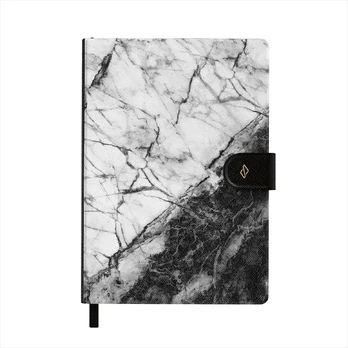 Fatal Contradiction - Black & White Marble Notebook, A5 (14.8 x 21cm) / Grid