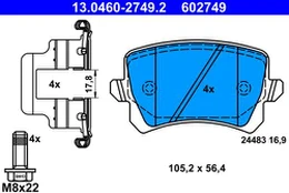 ATE 13.0460-2749.2 Brake pad set kaina
