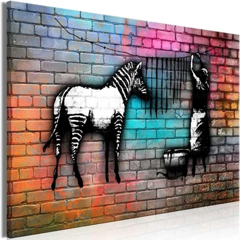 Artgeist Paveikslas - Washing Zebra - Colourful Brick (1 Part) Wide