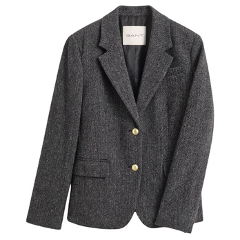 Švarkas moterims, Pilka, Herringbone blazer