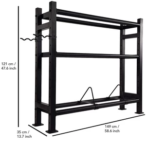Rankenos prisitraukimams Tunturi Wall-Kettle-Bumper Multi Storage Rack, juoda