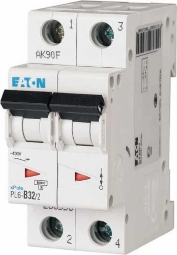 Eaton Grandinės pertraukiklis 2P D 32A 6kA AC PL6-D32/2 286582