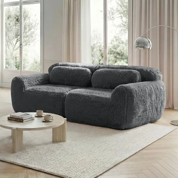 Modulinė sofa, pliušinis audinys, 32D putos, 2 vietų