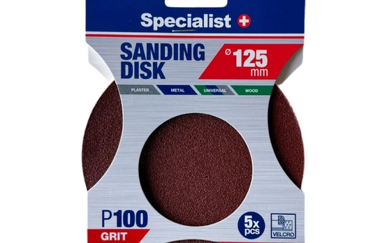 SPECIALIST+ šlifavimo popierius P100, 125 mm, 5 vnt.