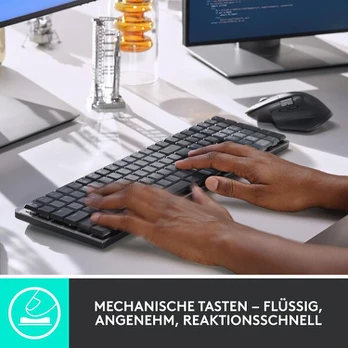 Logitech Mx Mechanical Wireless Illuminated Performance klaviatūra, Linear Keys, apšvietimas, Bluetooth, Usb-c, Macos, Windows, Linux, Ios, Android, Metal, German Qwertz - pilka