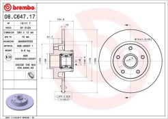 Stabdžių diskas BREMBO 08.C647.17 kaina