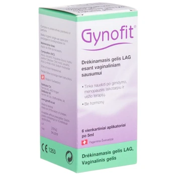 Drėkinamasis vaginalinis gelis GYNOFIT, po 5 ml 6 vnt.