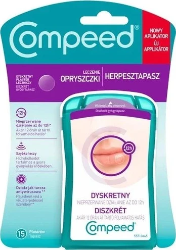 Compeed COMPEED_Diskretus, nematomas pleistras herpes gydymui 15 vnt + veidrodis