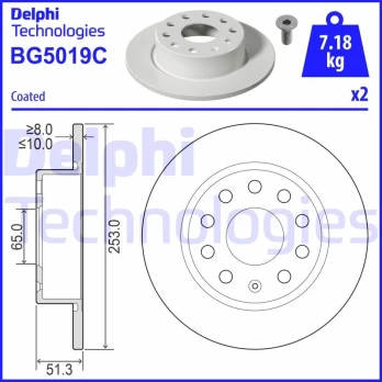 DELPHI BG5019C Brake Disc