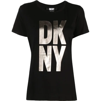 Marškinėliai trump. rankovėmis moterims, Juoda, S/s stack logo tee