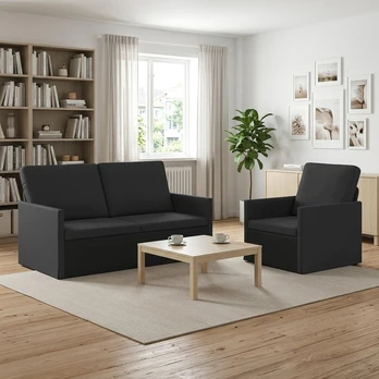 Sofa Sofos komplektas 2 vnt. Juoda Audinys
