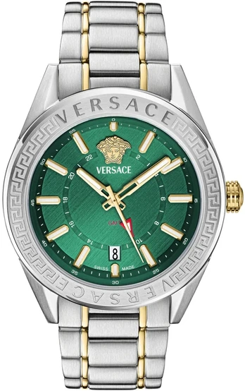 Vyriškas Versace V-Code GMT laikrodis žalia ciferblato spalva