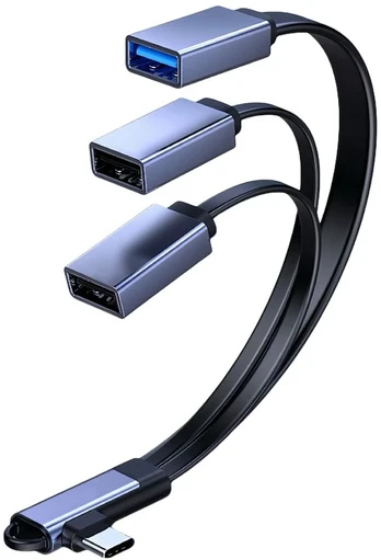 MicroConnect USB-C Angled splitter cable to USB2.0 + USB2.0 + USB3.0