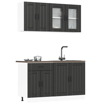 Virtuvinių spintelių komplektas, 4 dalių, Lucca, juoda