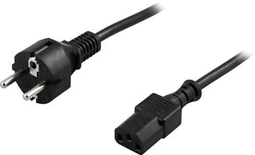 DELTACO grounded device cable for connection between device and wall outlet, straight CEE 7/7 to str