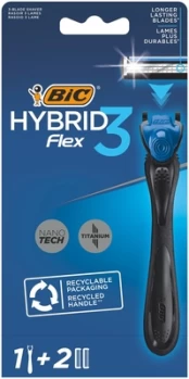 Vyriškas skustuvas Bic Flex3 Hybrid su 2 keičiamomis galvutėmis kaina