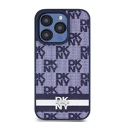 Dėklas DKNY PU Leather Checkered Pattern and Stripe Case for iPhone 15 Pro Max Mėlyna kaina