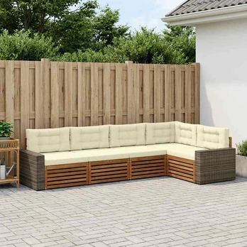 Lauko sofos komplektas 5 pcs Natūralus ir grietinėlė