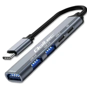 HUB USB Qoltec HUB adapter USB-C 3.1 5w1 | USB-C PD | USB-C | 2x USB 2.0 | USB 3.0 kaina