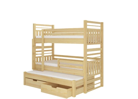 Three-person bunk bed with mattresses HIPPO 200x90