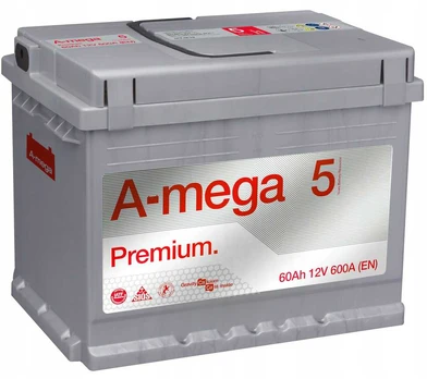 Akumuliatorius A-mega Premium, 12 V, 60 Ah, 600 A