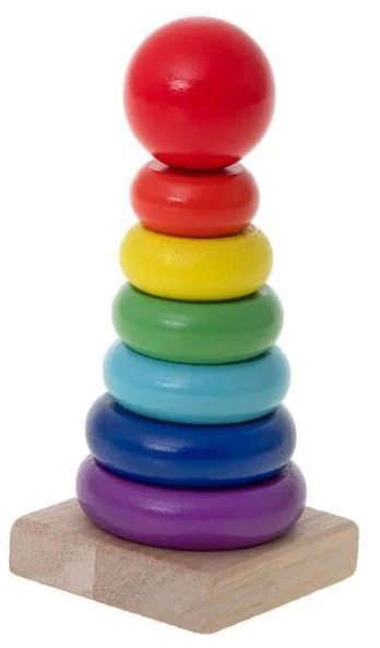 Medinė spalvota rūšiavimo piramidė 13cm