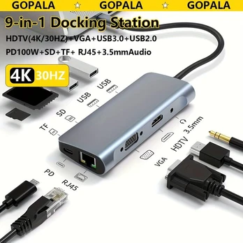GOPALA 9-in-1 USB-C Hubas, 4K Multiport Adapteris