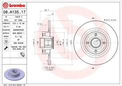 Stabdžių diskas BREMBO 08.A135.17 kaina