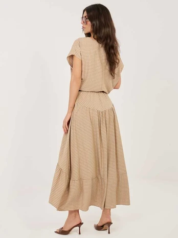 Italy Moda Spódnica-IT-SD-FL10325.01-camelowy