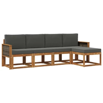 Lauko sofos komplektas 5 pcs Natūralus ir antracitas