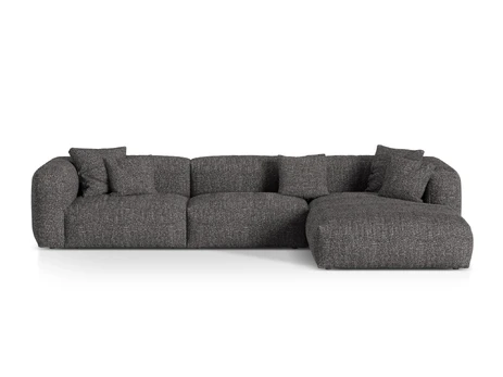 Boucle Modular Right Corner Sofa, "Martina", 3 Seats, 330x176x75, Anthracite