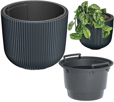 Prosperplast DONICZKA DO KWIATÓW MILLY ŚR 24CM ANTRACYT