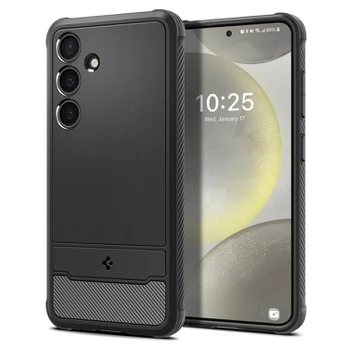 Matinis juodas dėklas Samsung Galaxy S24 telefonui "Spigen Rugged Armor"