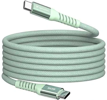 Verbatim USB laidas USB C (M) – USB C (M), 60W, 1,2m, magnetinis, žalias, dėžutė, 31864